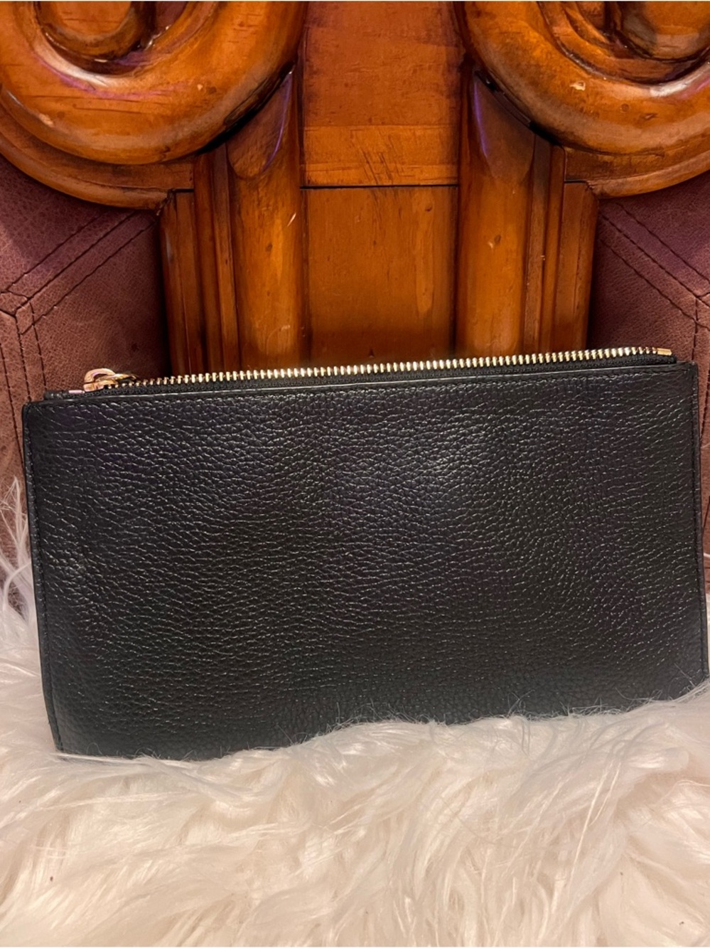 Michael Kors Black Leather Wristlet with Gold Zipper - Picture 11 of 13